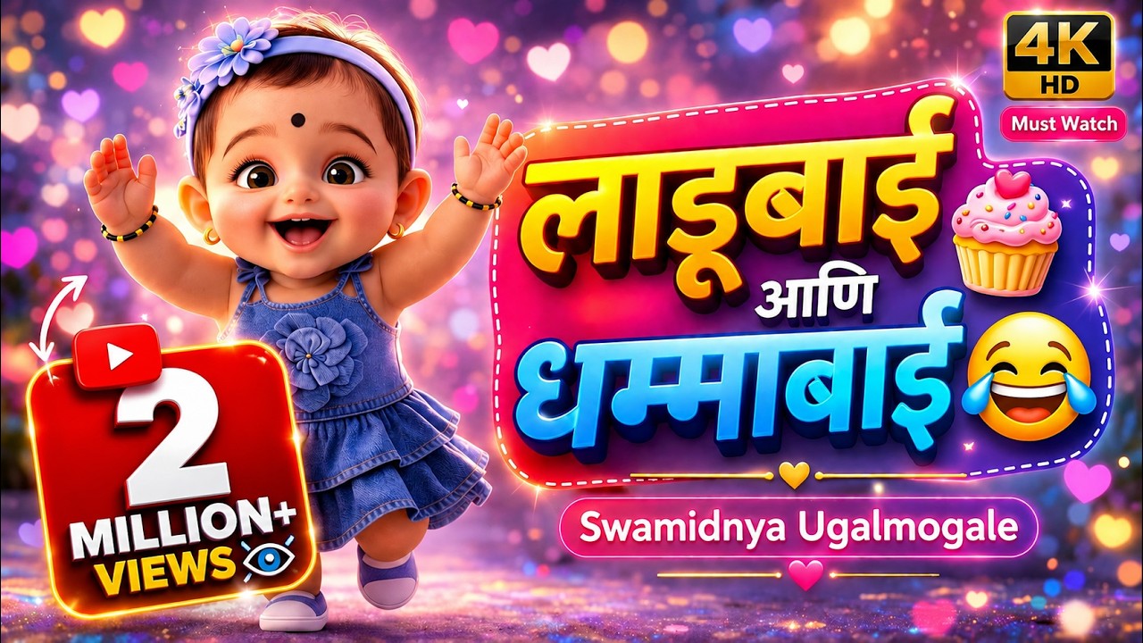 लाडूबाई 🧁 आणि धम्माबाई 😂 | Funny Marathi Kids Song | Tiny Smiles Balgeete 🎶