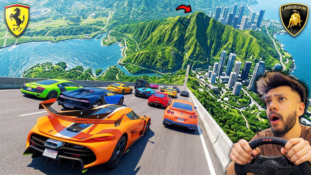 GTA 5 SUPER CARS🚀 VS BIGGEST MOUNTAIN JUMP CHALLENGE |ABHISHEKKZ GAMING