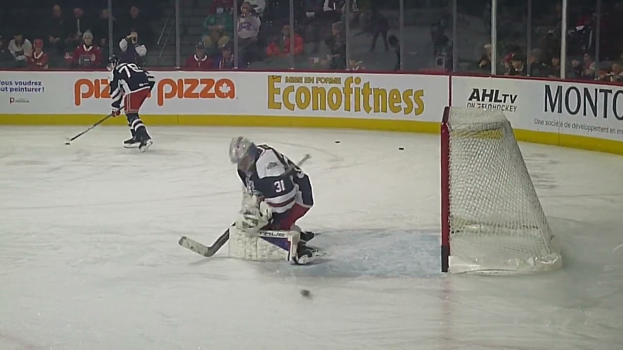 Hartford Wolf Pack goalie Dylan Garand warms up 1/31/25