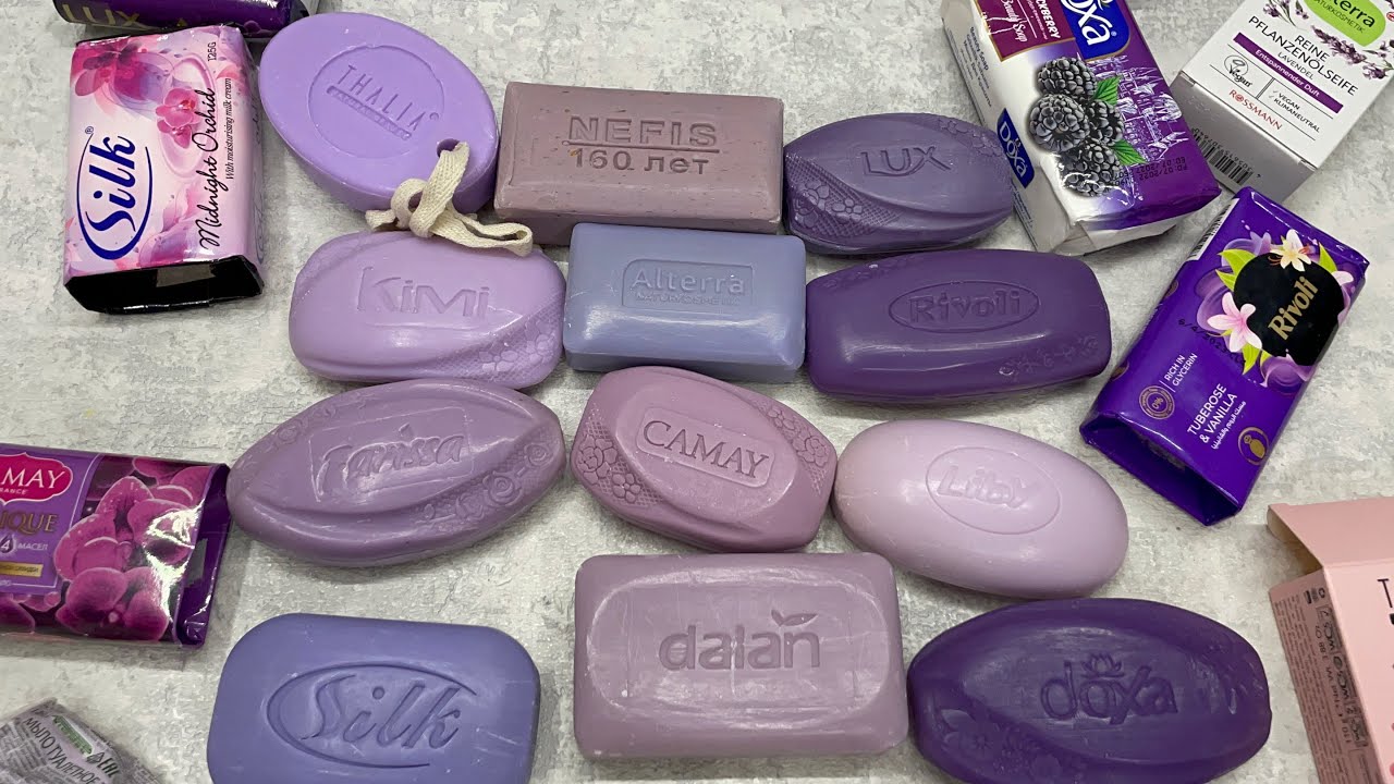 Резка сухого фиолетового мыла 💜/ Dry soap cutting 💜/ ASMR