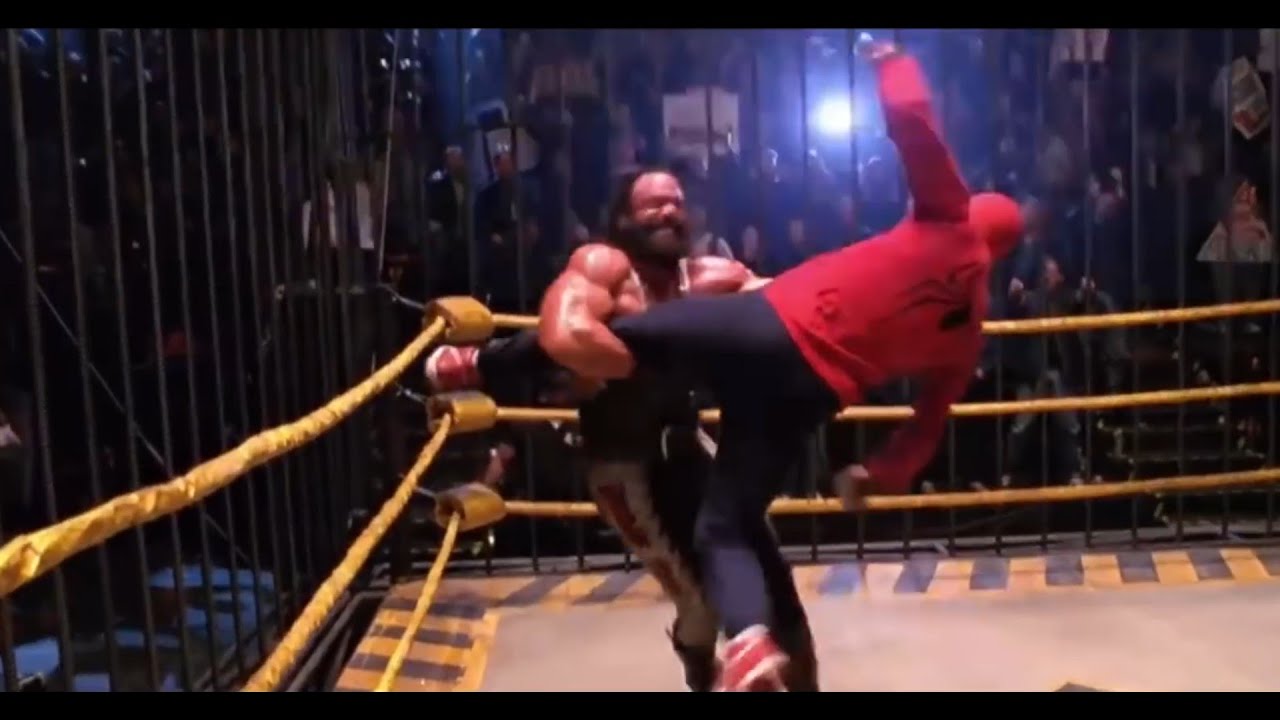 Spiderman (2002) : Spiderman Vs Bonesaw wrestling cage fight scene