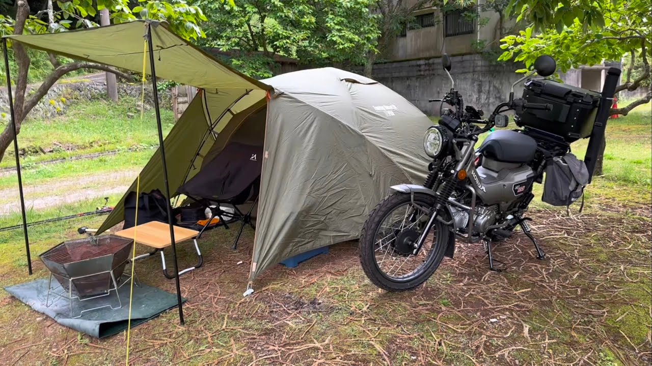 ハンターカブに荷物ガチガチ積んで、片道5時間の釣りキャンプ来た