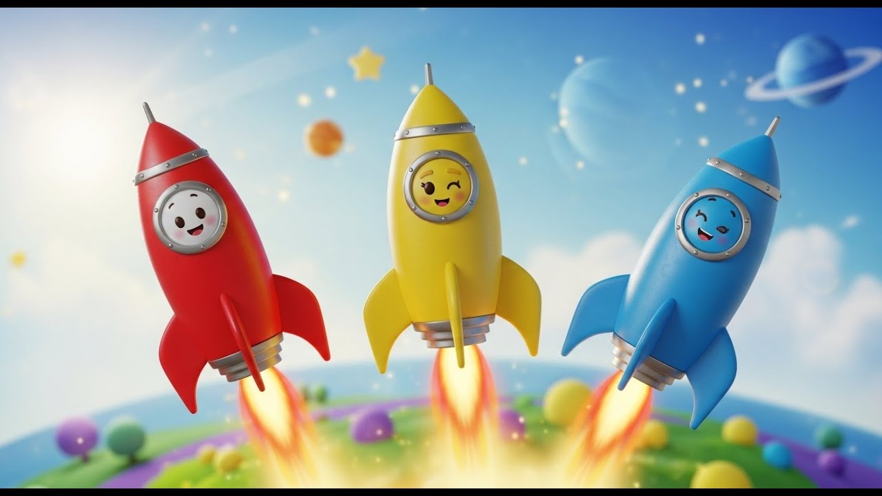 Three Little Toy Rockets Blast Blast Blast | Nursery Rhymes for Kids & Baby Songs
