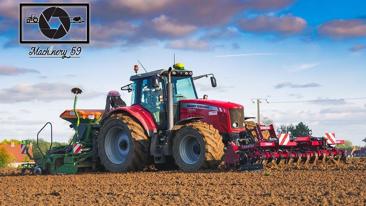 X2 Massey Ferguson 7400 au semis d' épinard 💪🚜