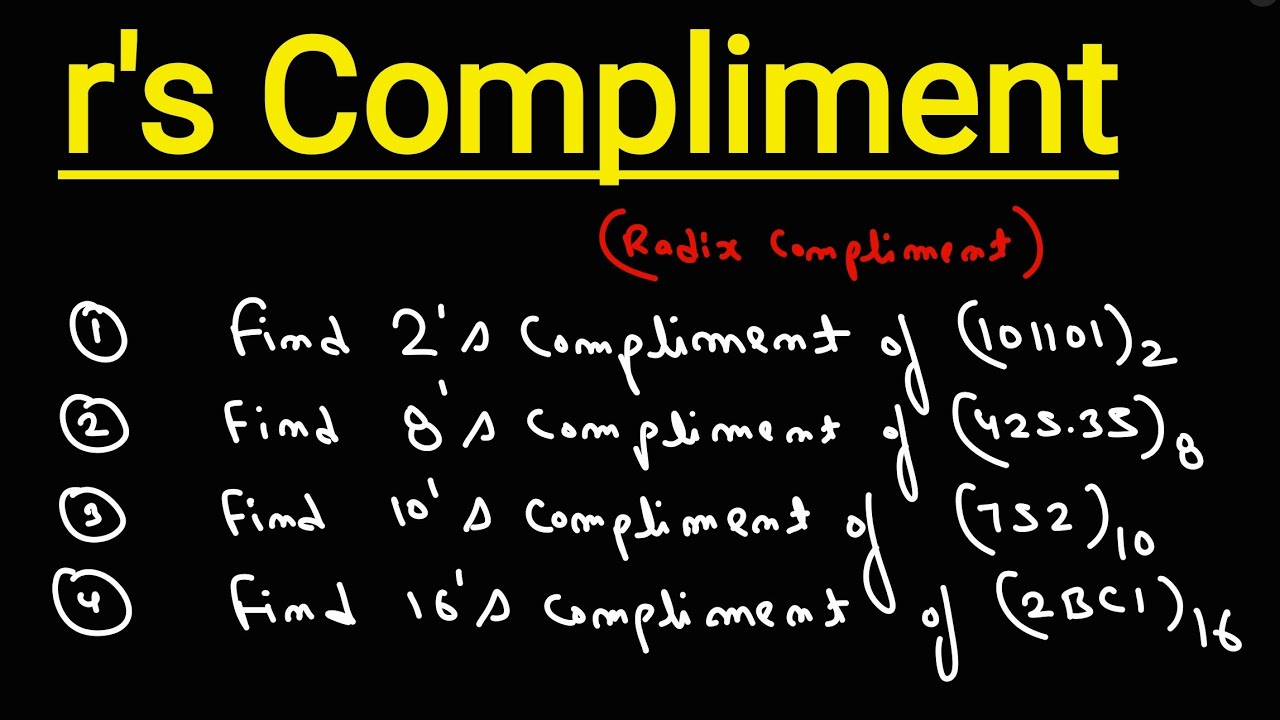r's Compliment in Hindi || 2's Compliment in Hindi 8's Compliment 10's Compliment 16's Compliment