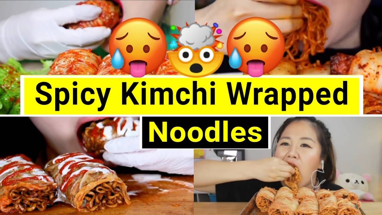 MUKBANGERS Eating Kimchi Wrapped Fire Noodles & Black Bean Noodles