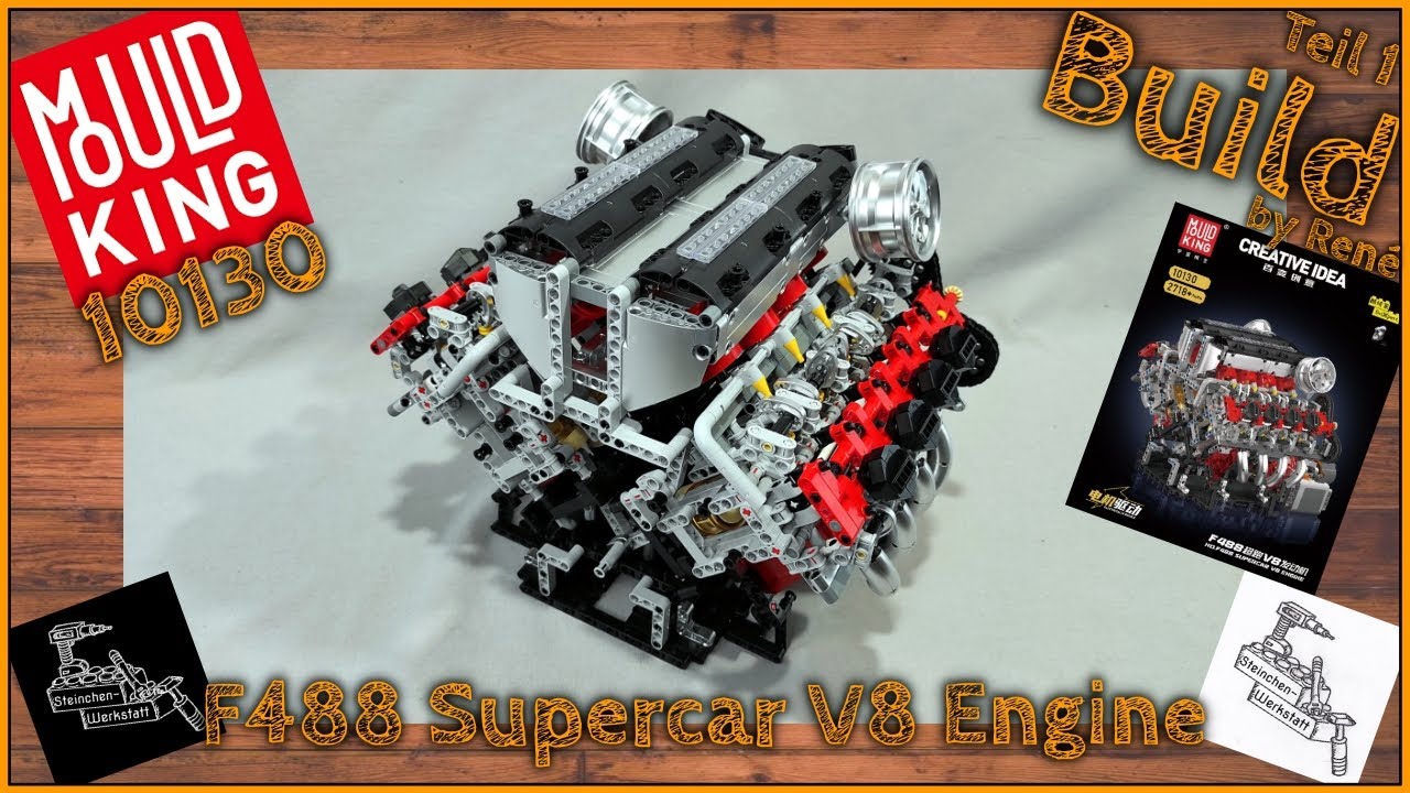 🤘 HAMMERgeiler V8 Motor von Mould King | Teil 1 / Bau | 10130 F488 Supercar V8 Engine