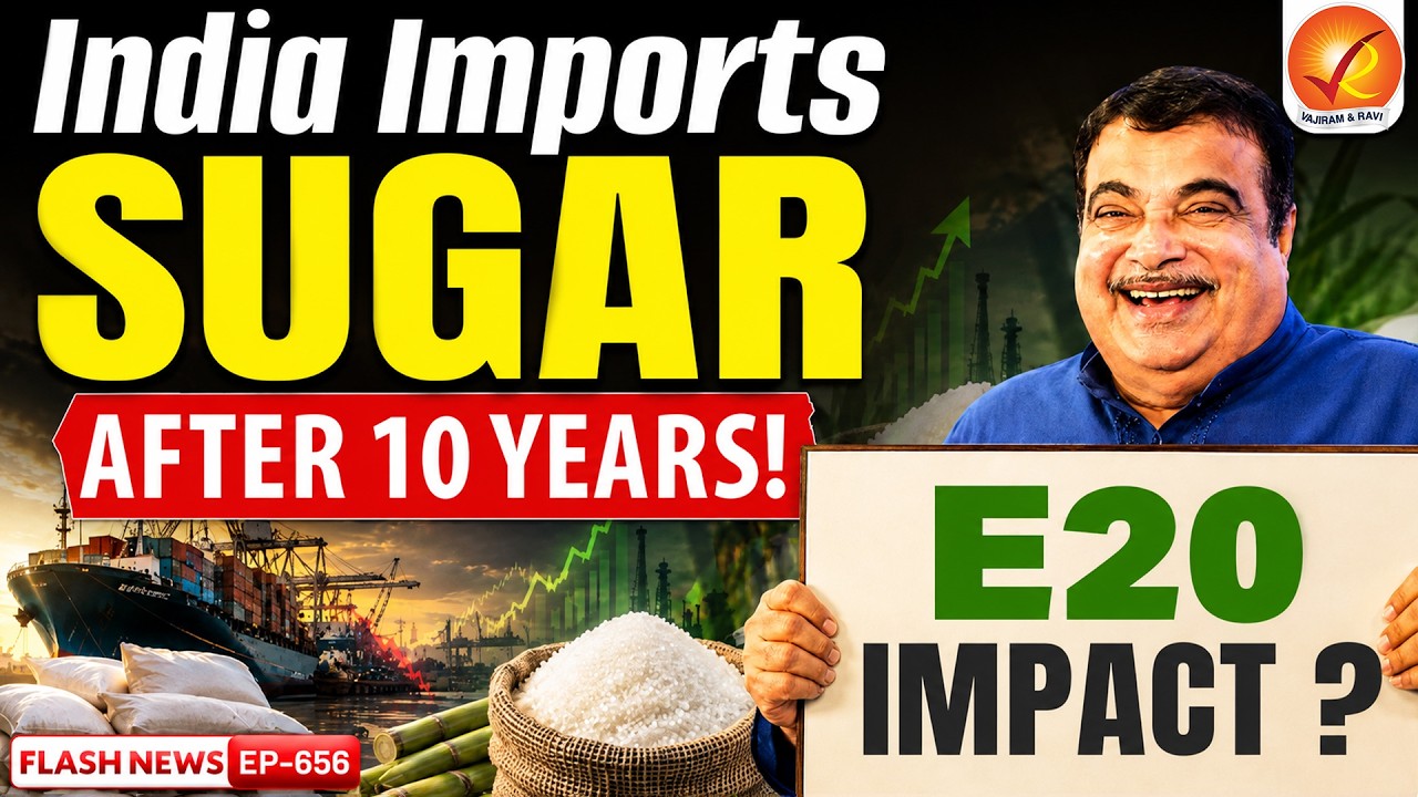 India&rsquo;s Sugar Crisis | Is E20 Fuel Policy Behind It? | Ethanol | Vajiram and Ravi