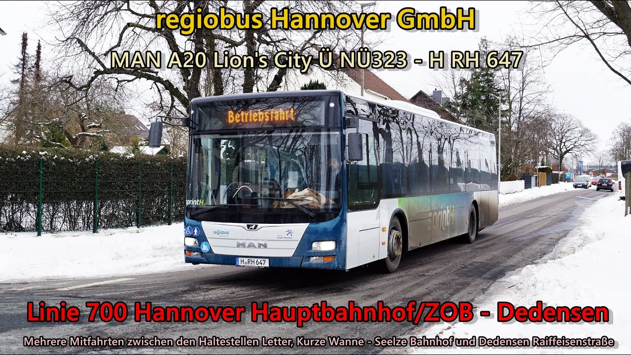 [Sound] Bus MAN A20 Lion's City Ü NÜ323 von regiobus Hannover GmbH - H RH 647 (Voith)