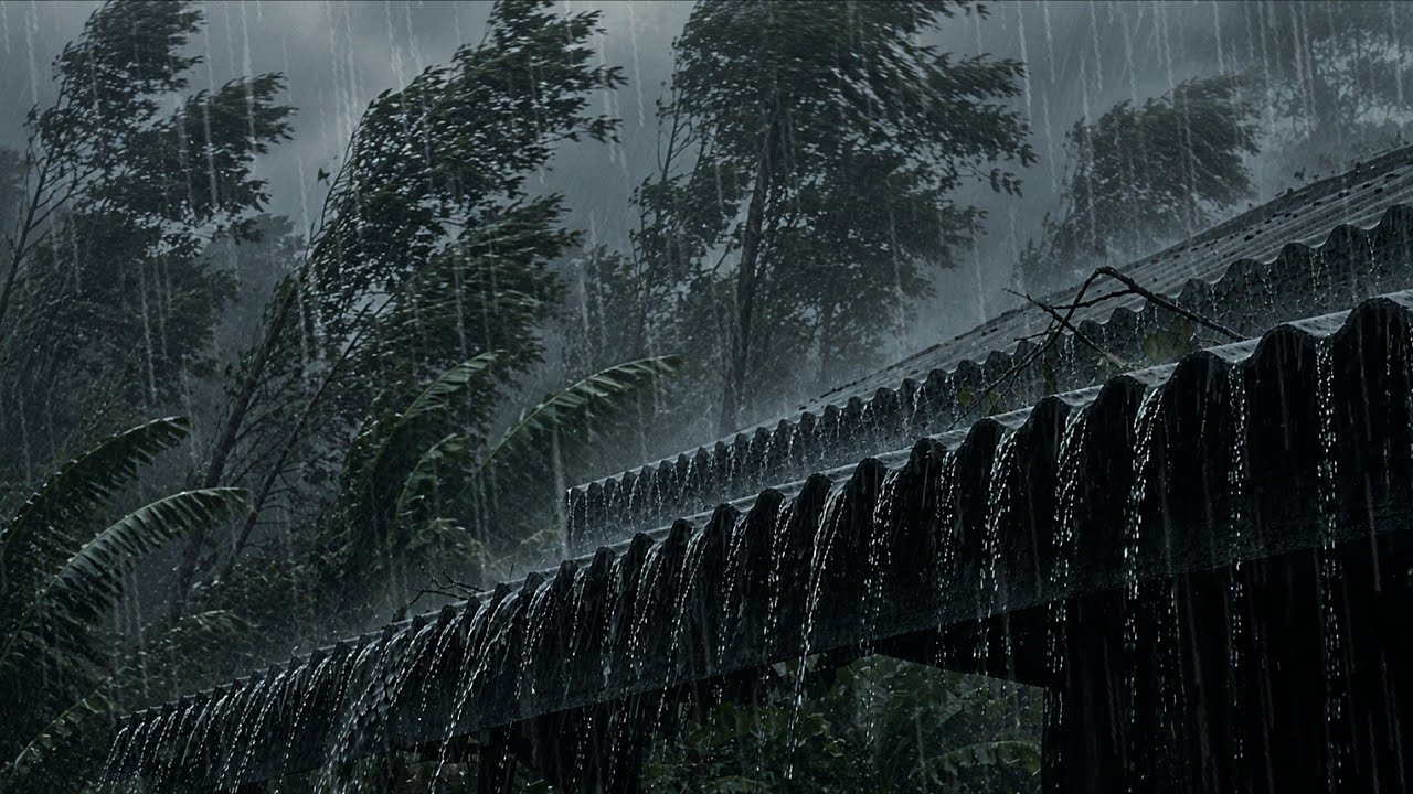 Сильный дождь, штормовой ветер и гром ⛈️ (Без рекламы) | Спокойствие на всю ночь