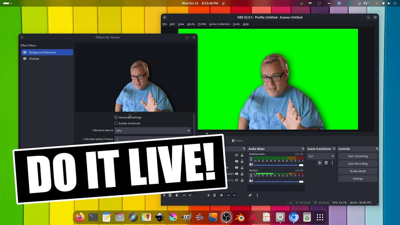 Виртуальный зеленый экран для Linux с OBS