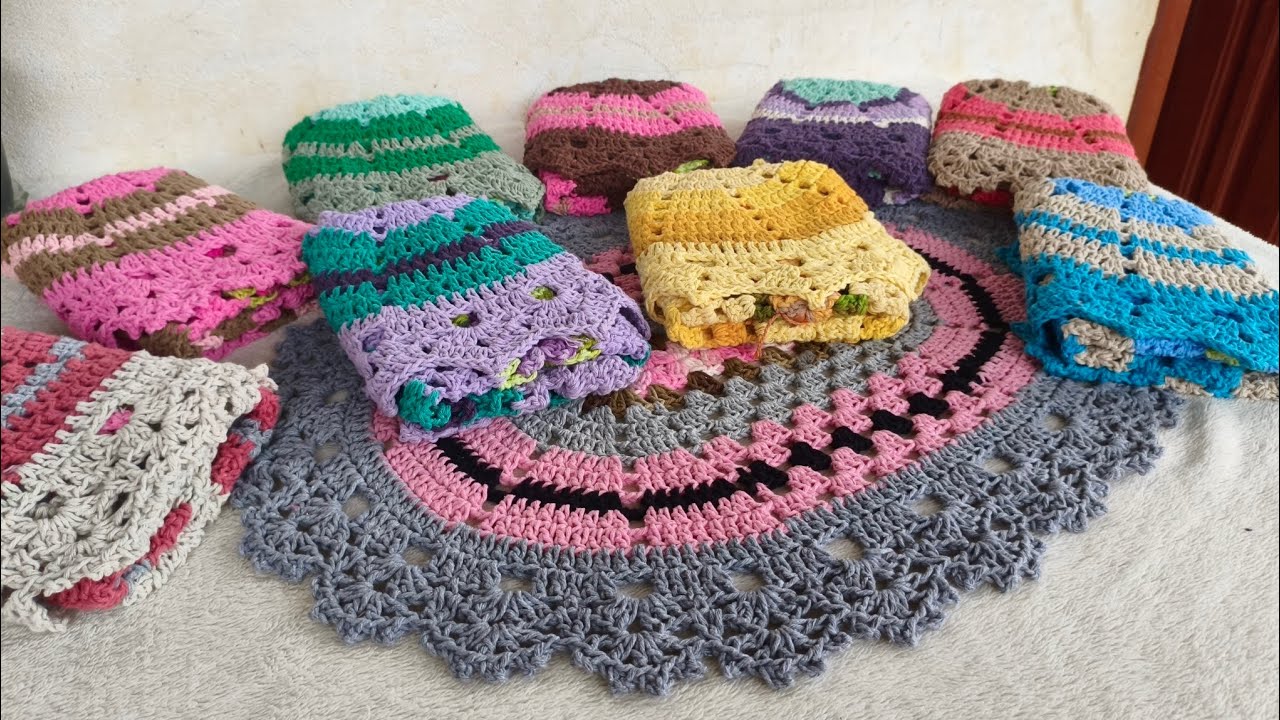 10 combinações de cores 10 tapetes avulso #crochet 
