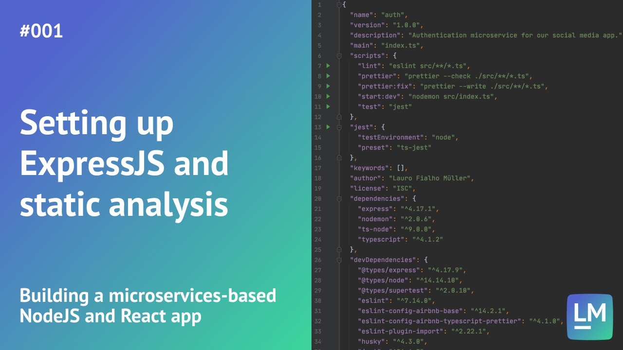 Setting up ExpressJS and static analysis: Building a microservices-based NodeJS and React app #001