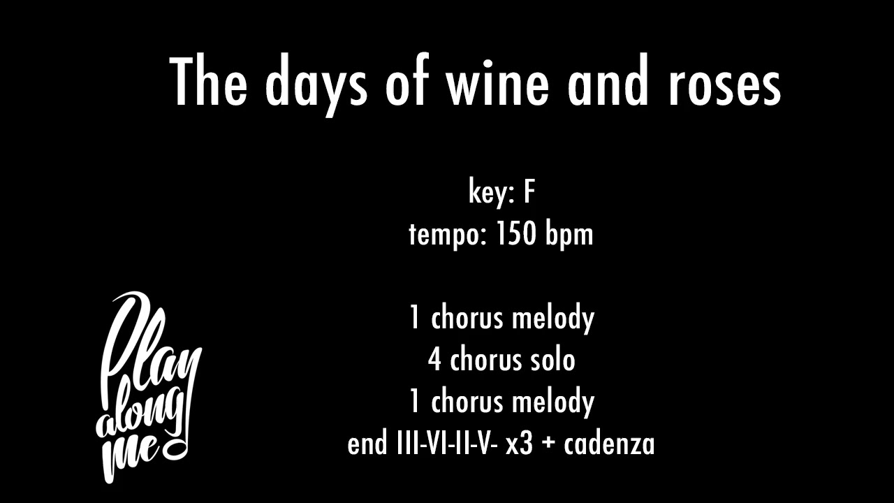 THE DAYS OF WINE AND ROSES (F) 150 bpm - backing track