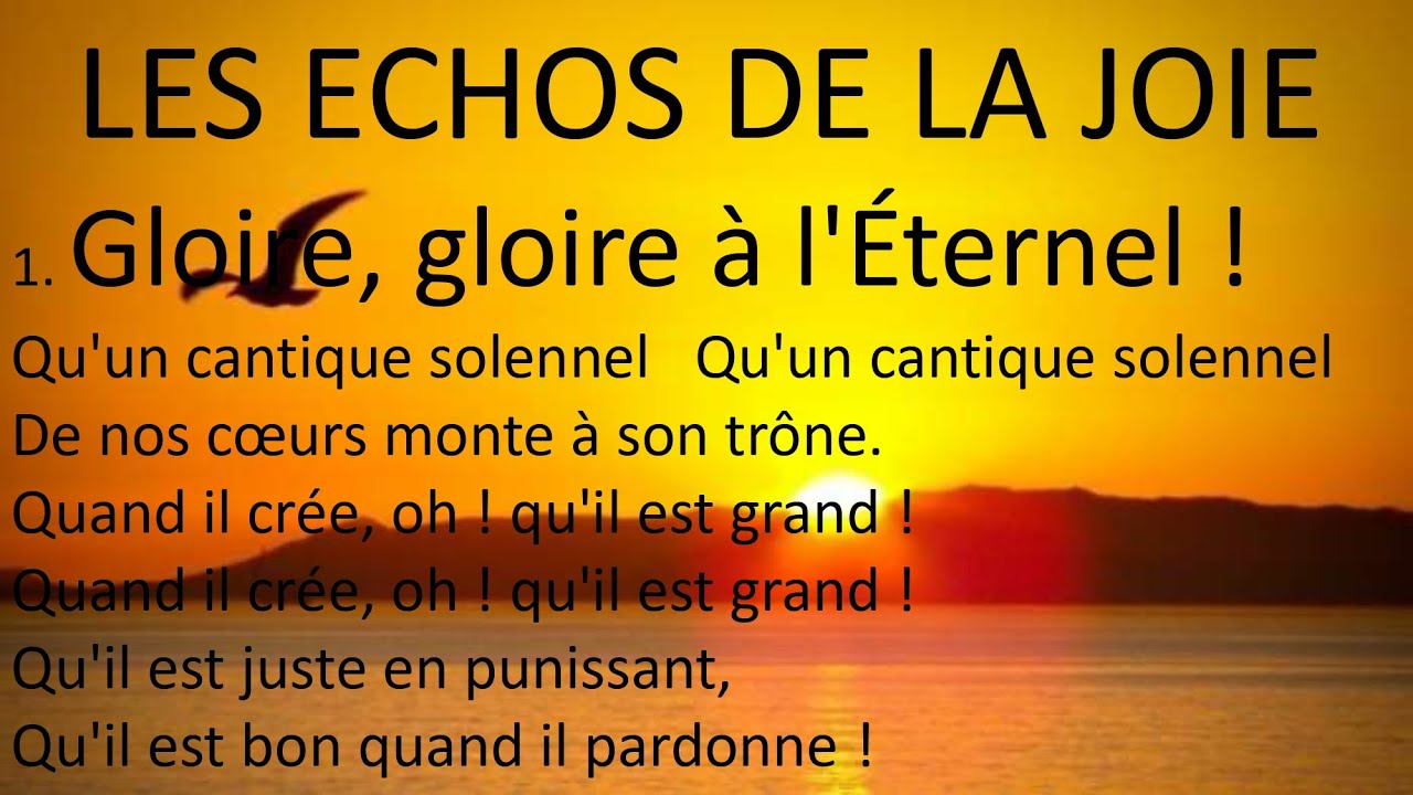 #1 GLOIRE GLOIRE A L'ETERNEL Ailes de la foi N°11 Nos chants N°7 Dr LAMOUROUX