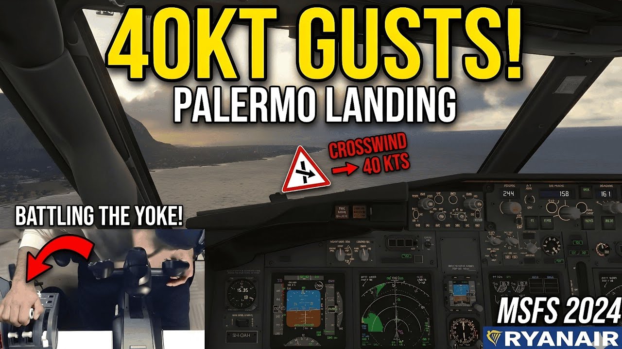 I almost went around! 40kt Gusty Landing in Palermo | PMDG 737-800