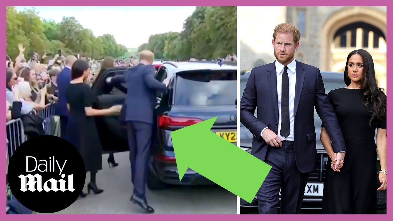 Prince Harry opens car door for Meghan Markle after Windsor Castle walkabout