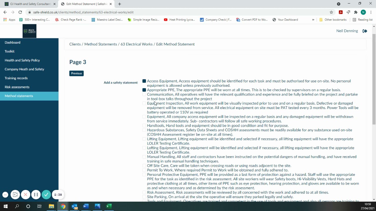 Safe Shield How to complete a Method Statement