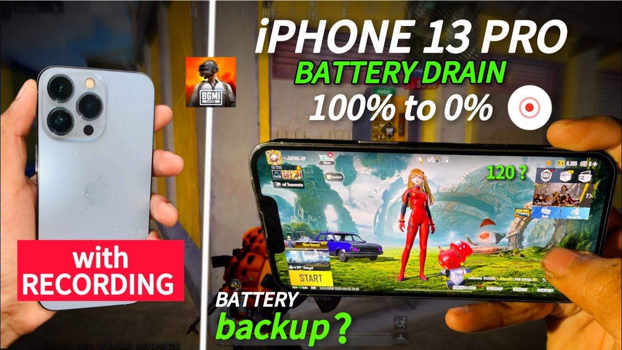 iPHONE 13 PRO🔥BGMI BATTERY DRAIN 100% to 0% WITH RECORDING | iphone 13 pro in 2025?