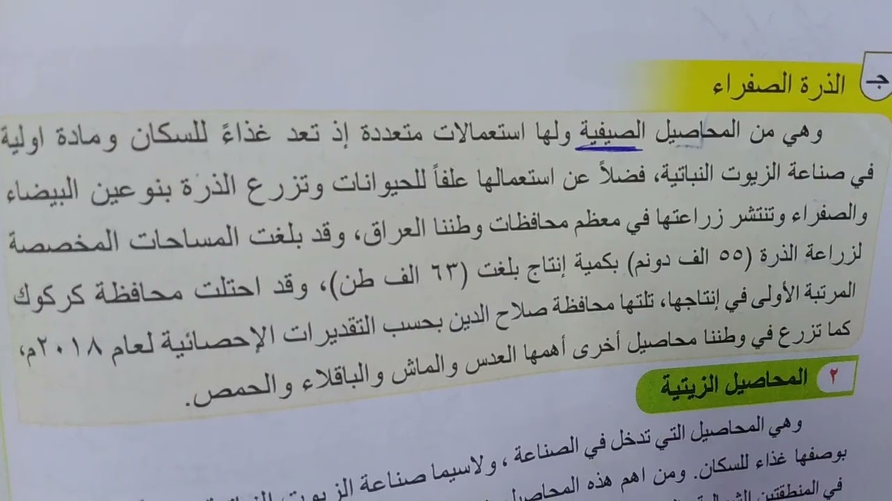 محصول الرز  في العراق /الاجتماعيات للصف الثالث المتوسط