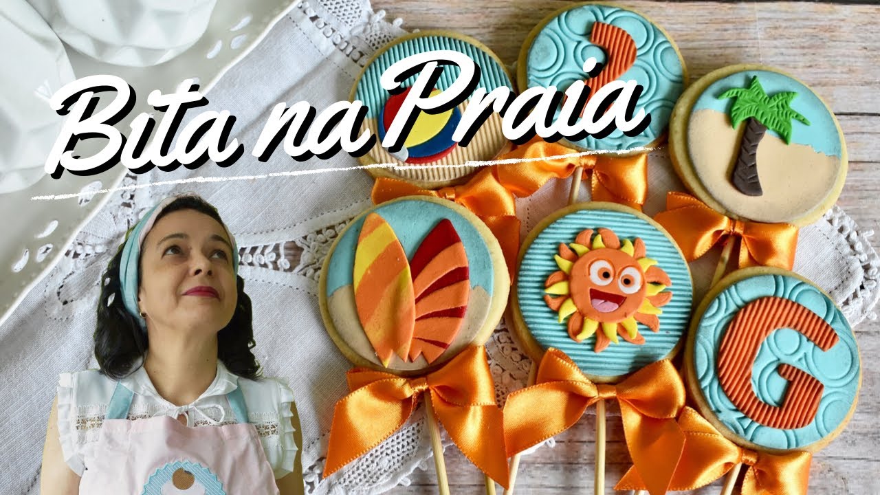 PIRULITO DE BISCOITO BITA NA PRAIA - Decorado com PASTA DE LEITE EM PÓ - Lindo e DELICIOSO - Assista