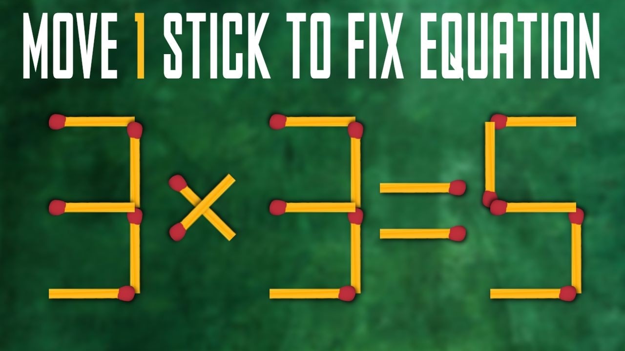 🧠 Move 1 Stick To Make Equation Correct 🧠 - Matchstick Puzzle Quiz