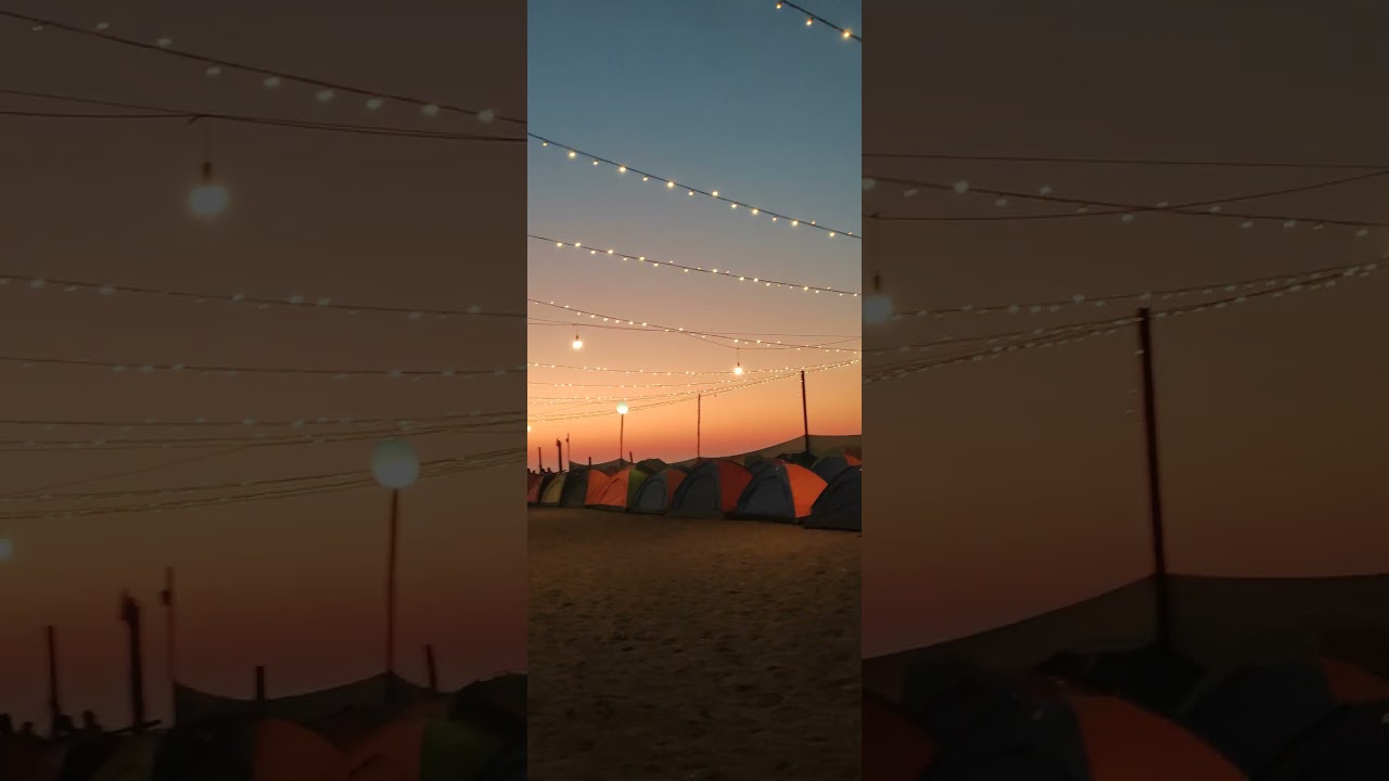 GOLDEN HOUR AT REVDANDA BEACH camp ⛱️🏖️ #sunset #music #song #newsong #camping #food #travel #reels