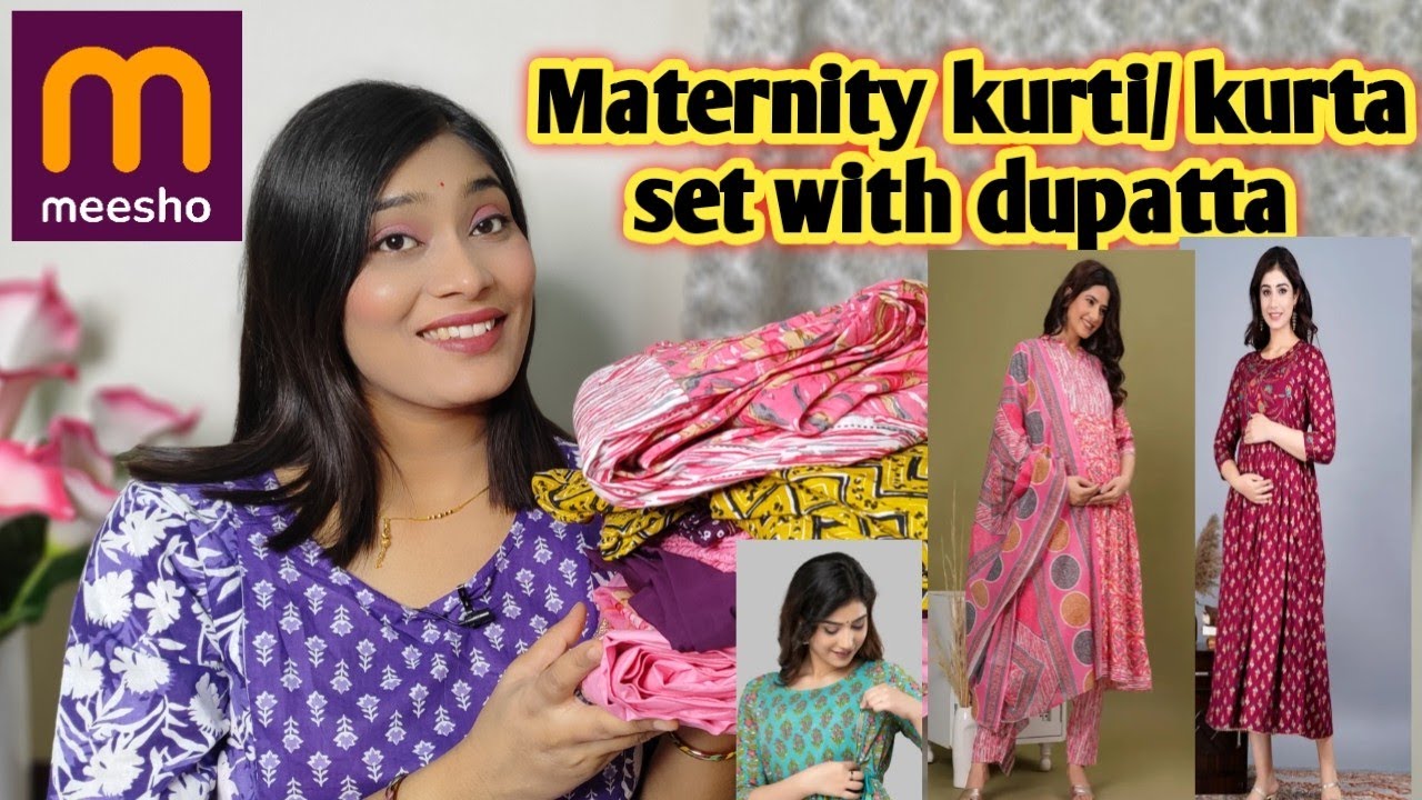 MEESHO MATERNITY FEEDING KURTI/KURTA SET WITH DUPATTA HAUL 💙 Meesho latest haul💙 Meesho haul #meesho