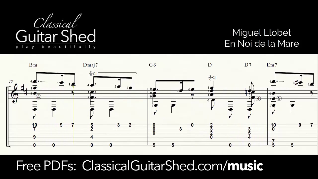 Llobet: El Noi de la Mare - Free sheet music and TABS for classical guitar