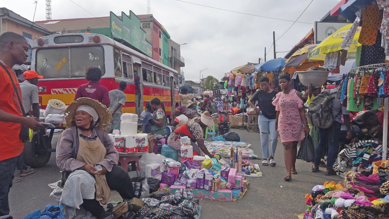 MOST BUSY STREET MARKET IN GHANA ACCRA, AFRICA