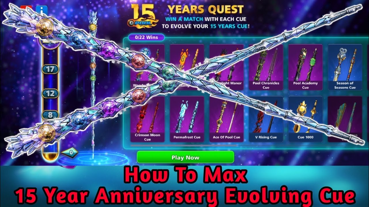 How To Complete 15 Years Quest Easily | 15 Years Cue Max Level #8ballpool #8poolweaver 