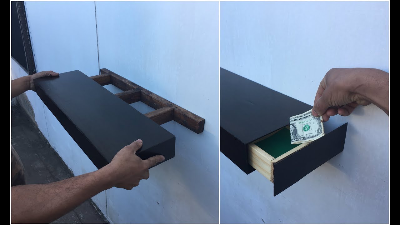 REPISA FLOTANTE de MADERA con CAJON OCULTO /ANCLAJE INVISIBLE /FLOATING SHELVES