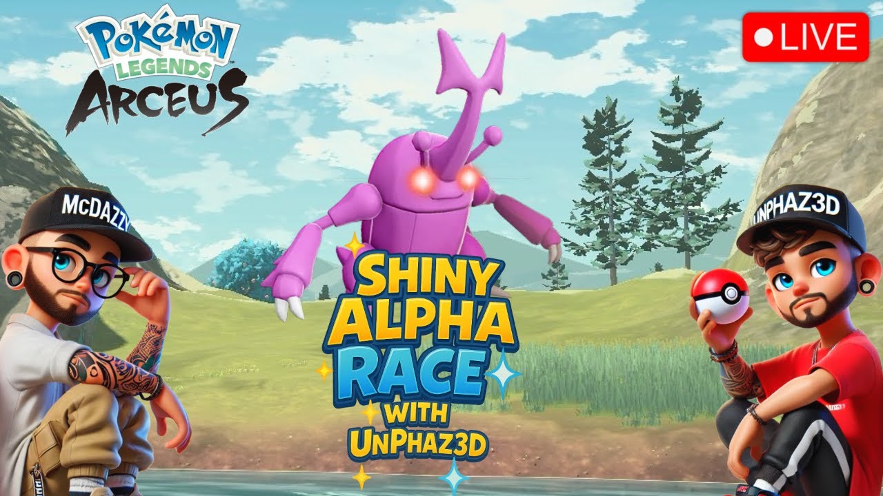 Shiny Alpha Heracross race with the awesome @Unphaz3d13 #pokemonlegendsarceus