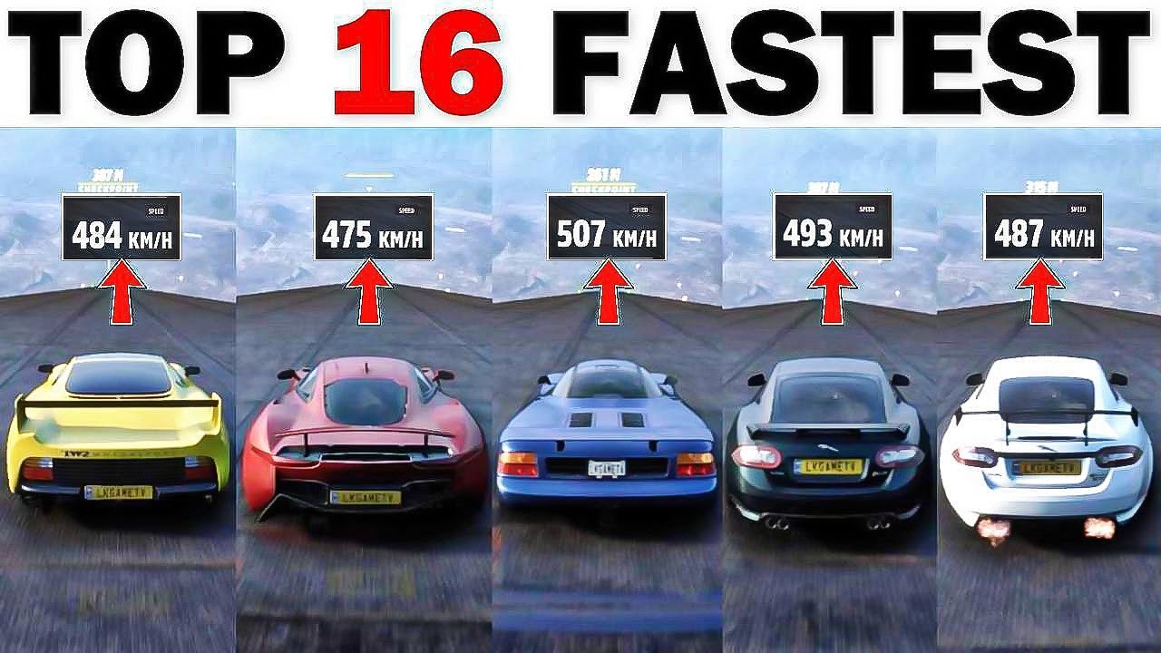 Top 16 FASTEST Jaguar Cars - Forza Horizon 5 | Extremely Downhill Top Speed Battle