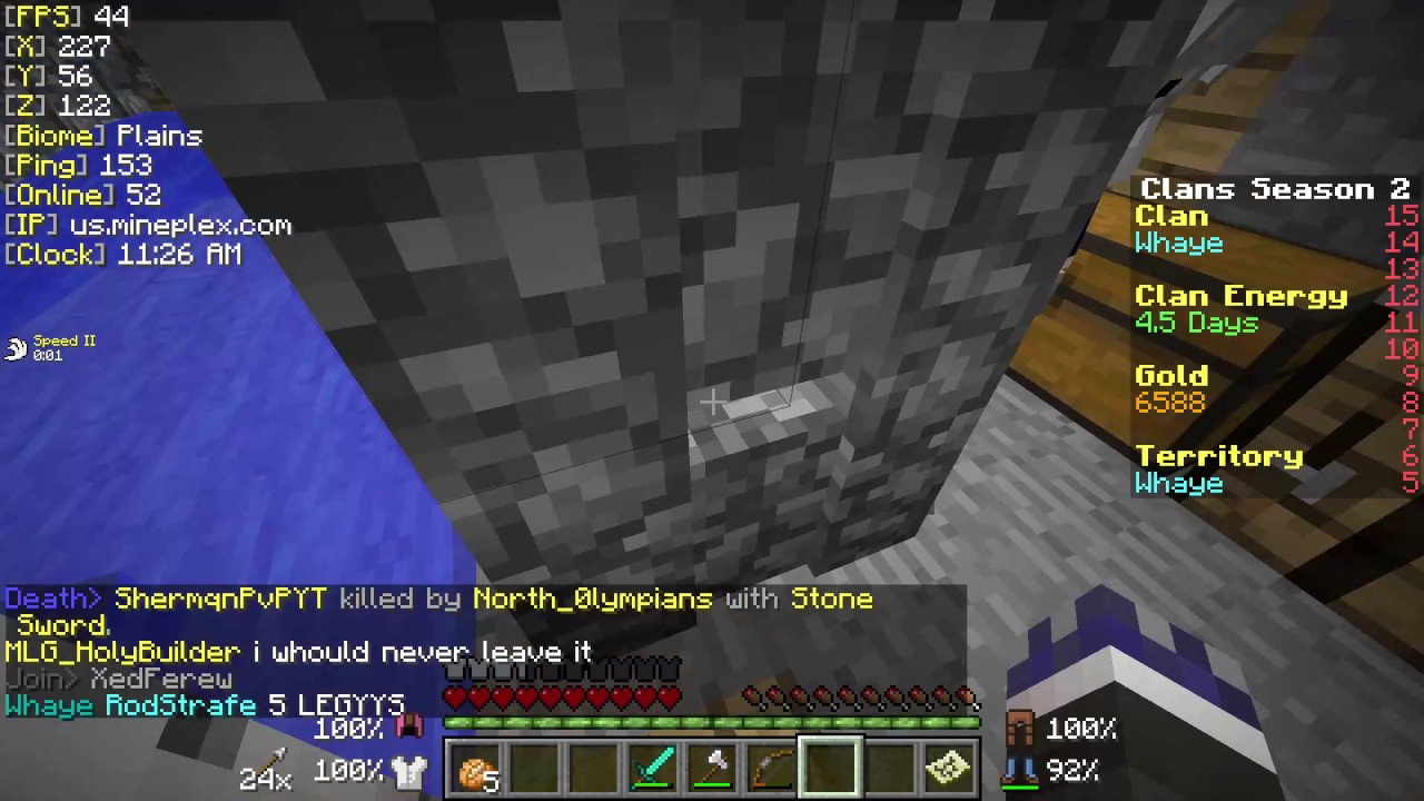 getting 5 legies on mineplex clans in 1 hour