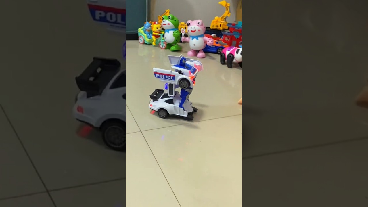 3D Light Police Car to Robot Transformer | Sound, Wheels with Light, Music & Siren