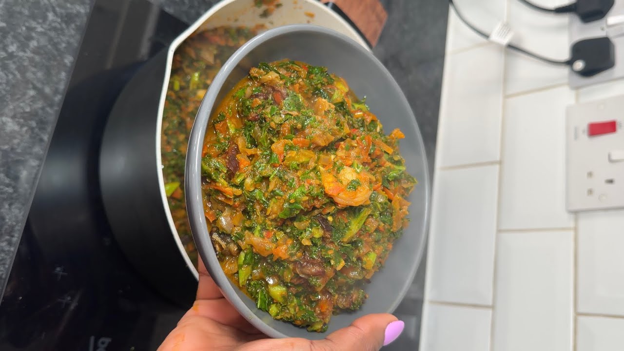 Vegetable sauce for rice | easy vegetable sauce with kale or Ugu leaves