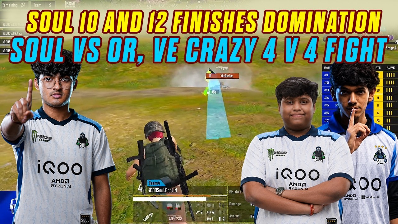 Soul Back to Back 10, 12 Finishes Domination BMSD Scrims | Soul vs OR, Soul vs VE Crazy 4 vs 4 Fight
