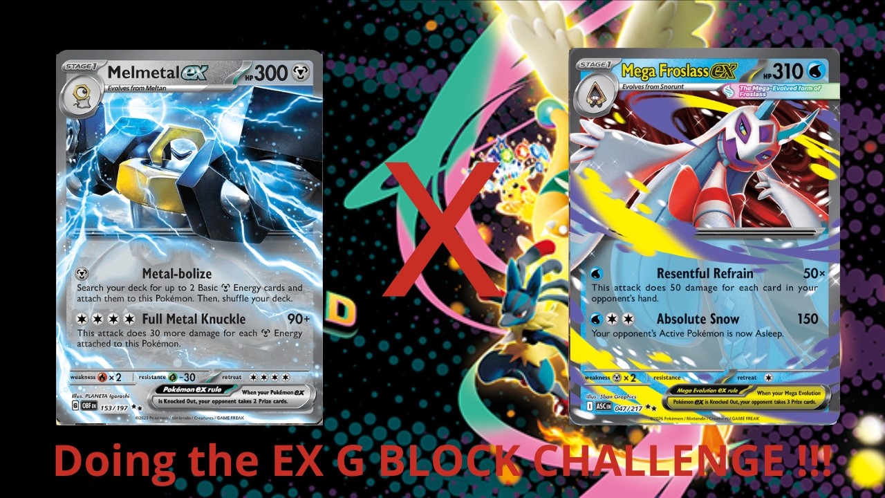 Doing the ex G BLOCK CHALLENGE !!! (Melmetal ex VS Mega Froslass ex) Pok&eacute;mon TCG Live