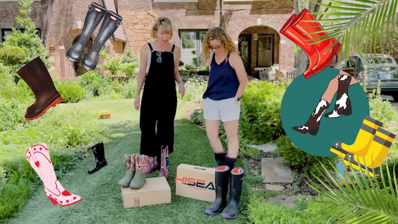 Garden Ladies Trying On Beautiful New Women Boots
