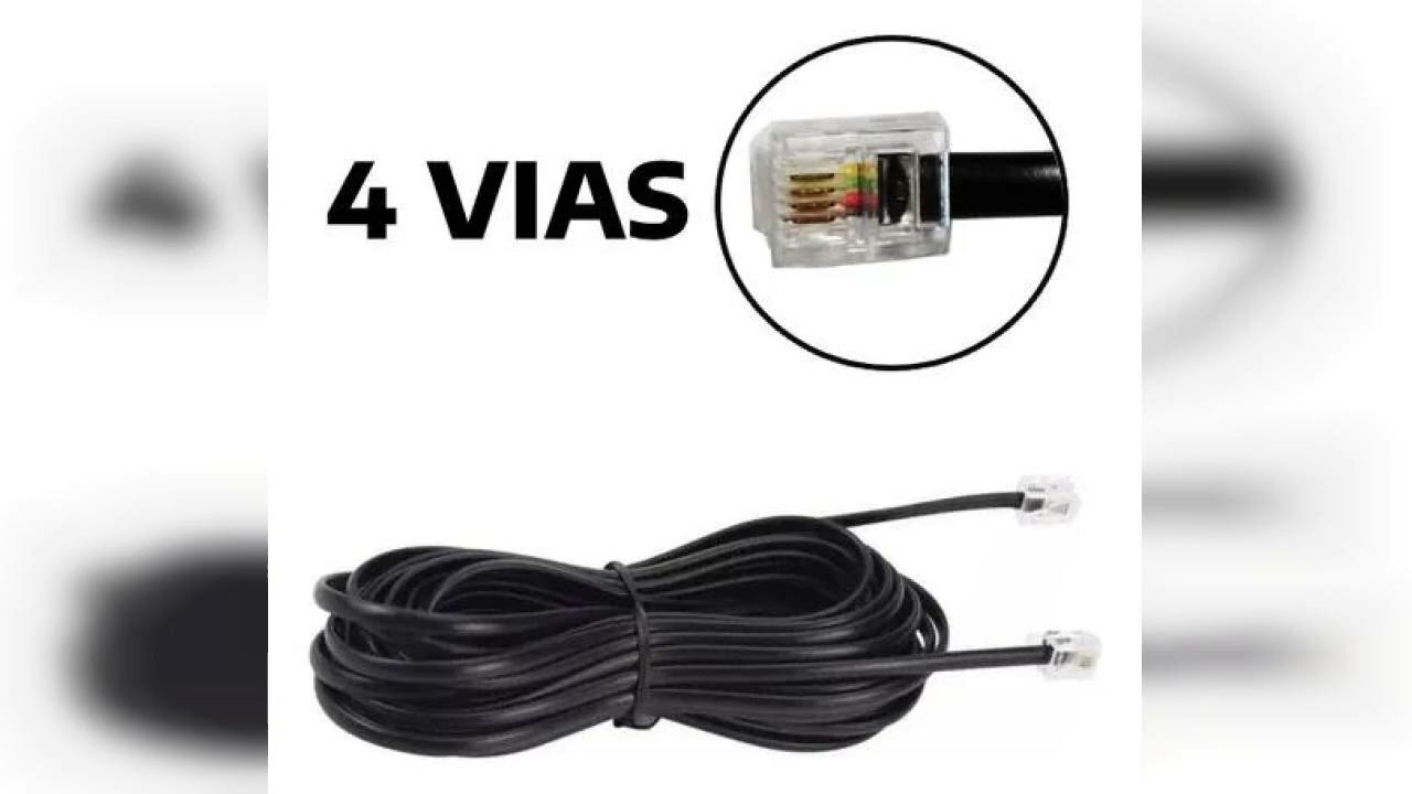 Resenha: Cabo Fio P/ Telefone Liso Chato Extensão 5 Metros Rj11 Cores