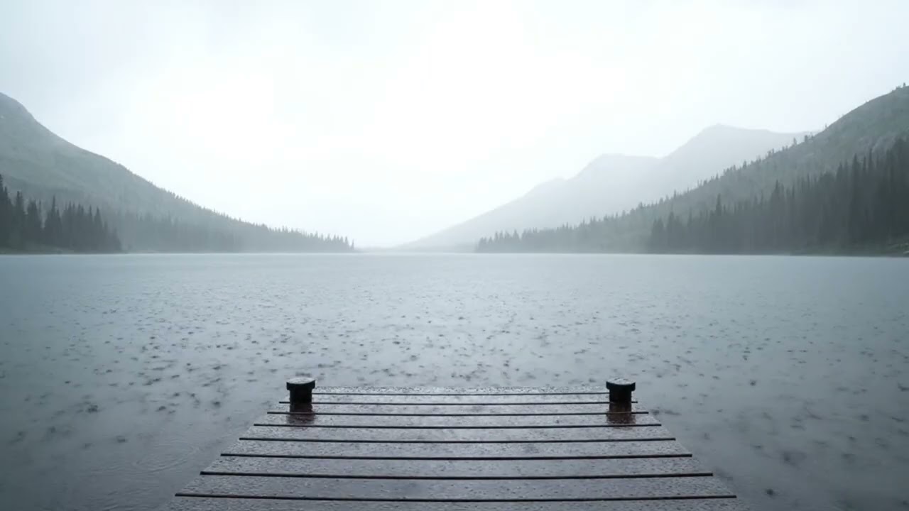 Rainy Mountain Lake | Peaceful Nature Sounds for Relaxation & Focus