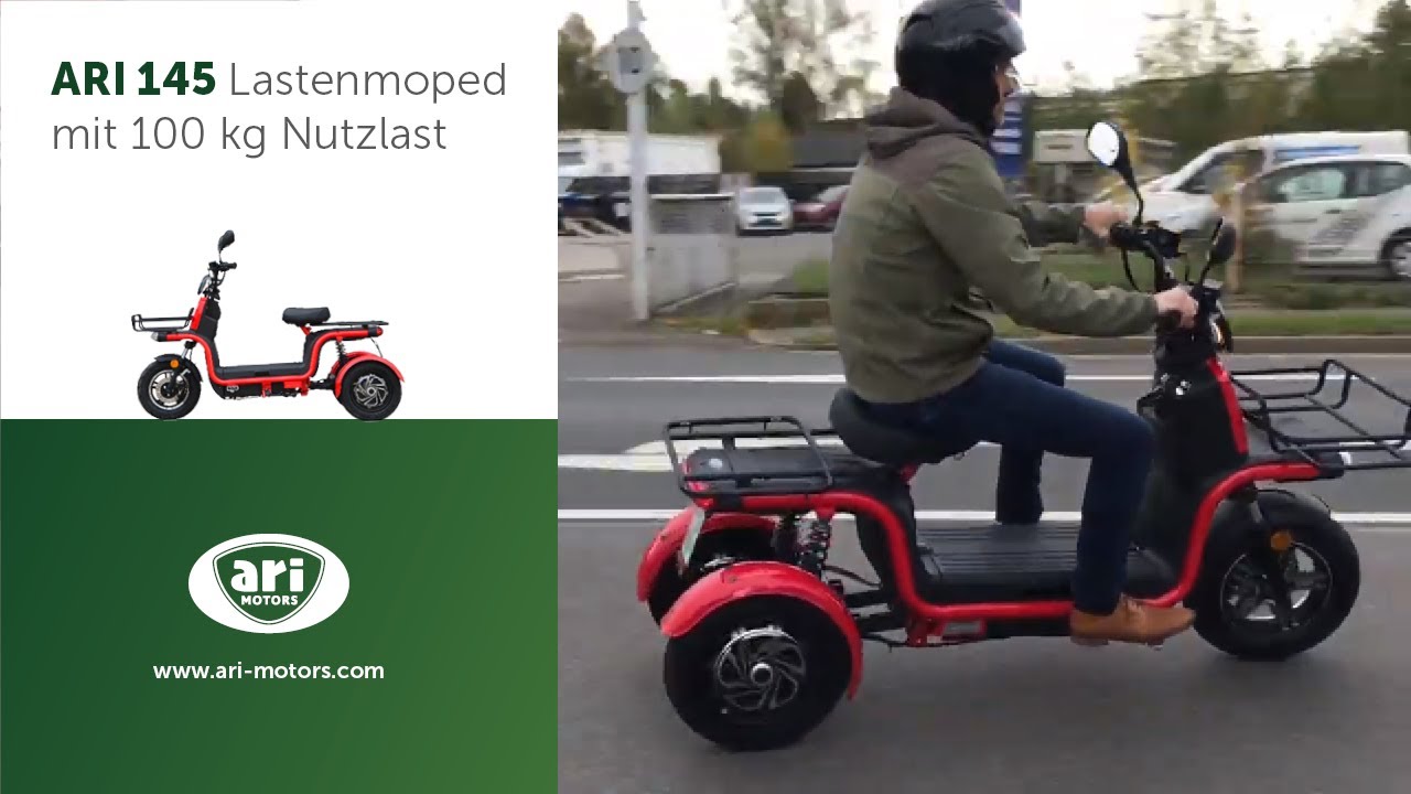 ARI 145 Lastenmoped mit 45 km/h, 100 kg Nutzlast & bis zu 120 km Reichweite, Lastendreirad, Trycicle