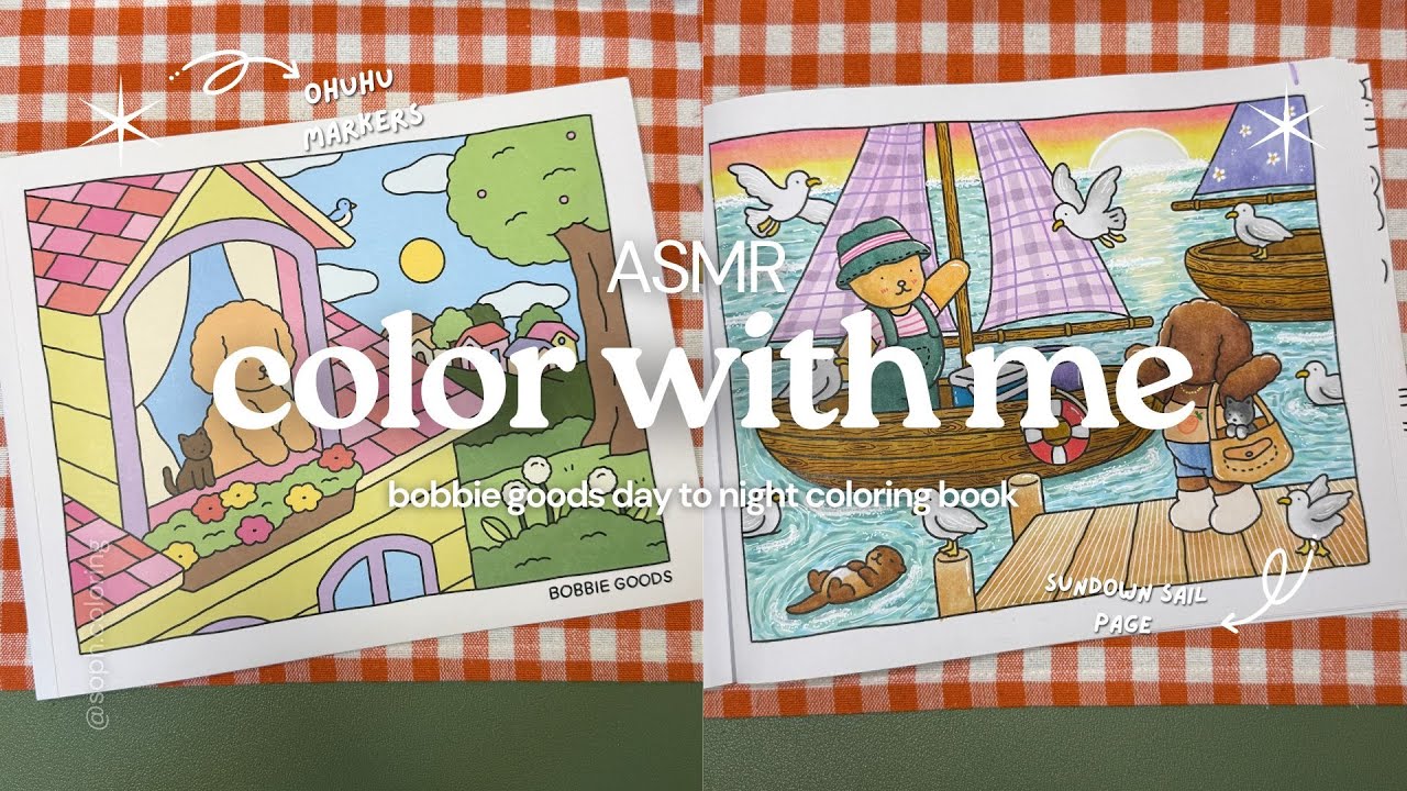 color with me (ASMR) 🌅⛵️ Bobbie Goods 'Day to Night' using Ohuhu markers  | asmr coloring | no music