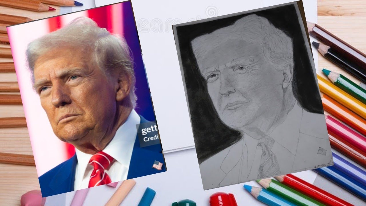 Donald Trump realistic sketch #modi #art #shorts