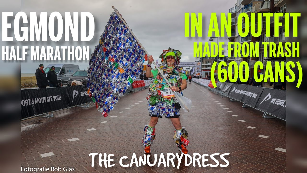 Egmond Half Marathon.. in a dress MADE OF TRASH (600 cans)