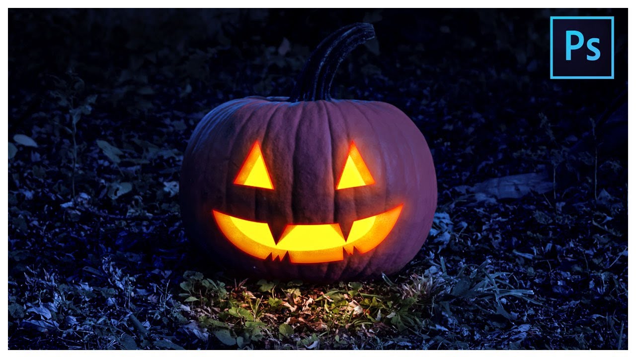 [ Photoshop Manipulation ] How to Carve a Halloween Pumpkin  Face in Photoshop - Editing Tutorial