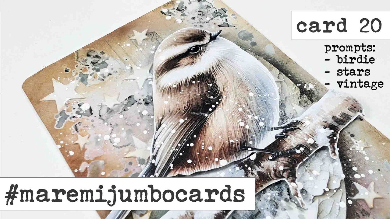 #maremijumbocards - card (20) - prompts: birdie + stars + vintage