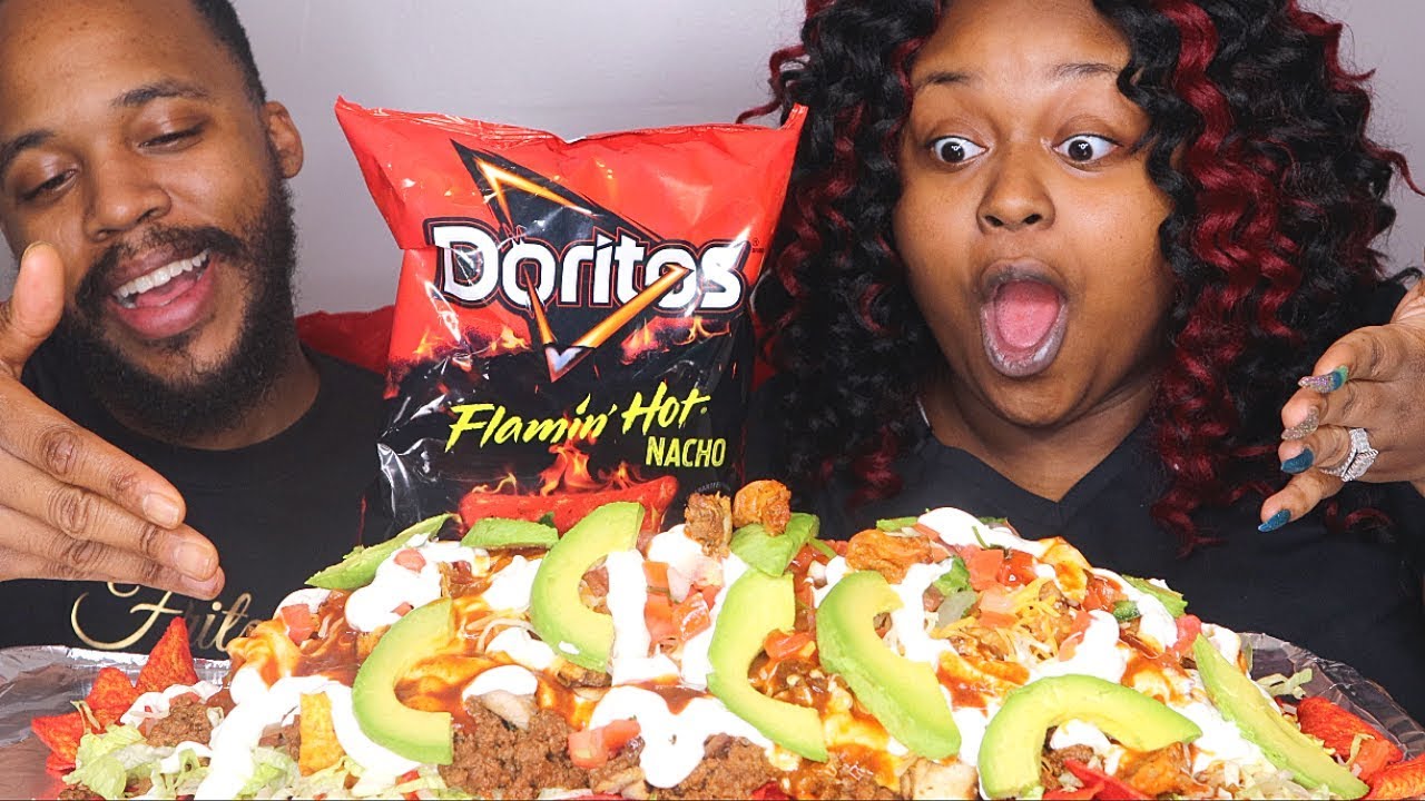 DORITOS FLAMIN' HOT LOADED NACHOS MUKBANG