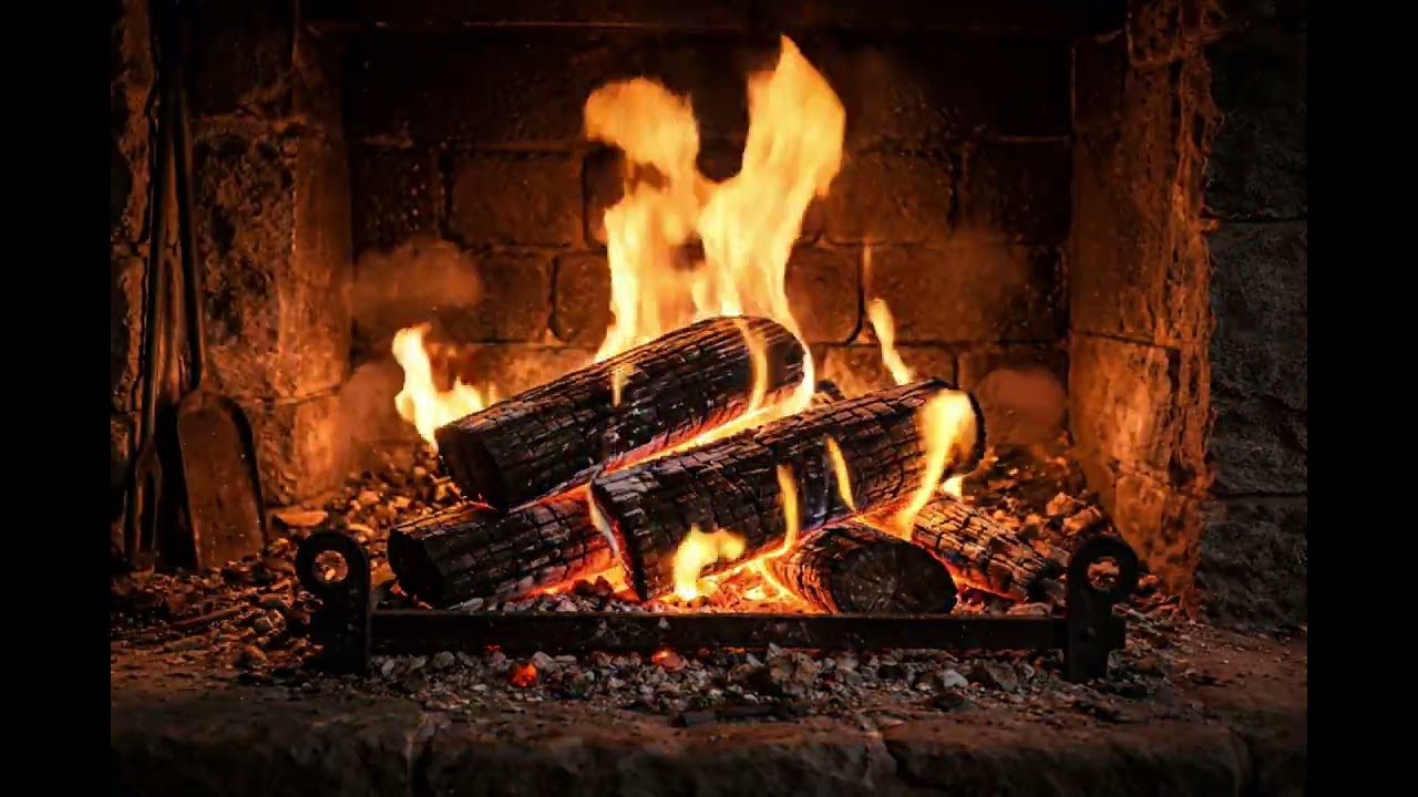4K Fireplace🔥Fire Relaxing Loop / 4K Şömine🔥Dağ Evinde Yanan Ateş & Rahatlatıcı